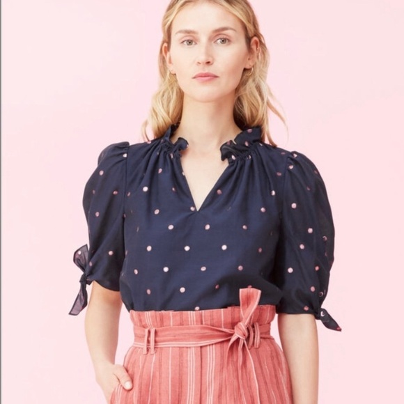 Rebecca Taylor Metallic Dot Clip Top Size 0 - Picture 1 of 16